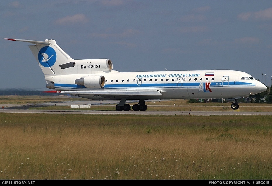 Aircraft Photo of RA-42421 | Yakovlev Yak-42D | Kuban Airlines - ALK | AirHistory.net #64753