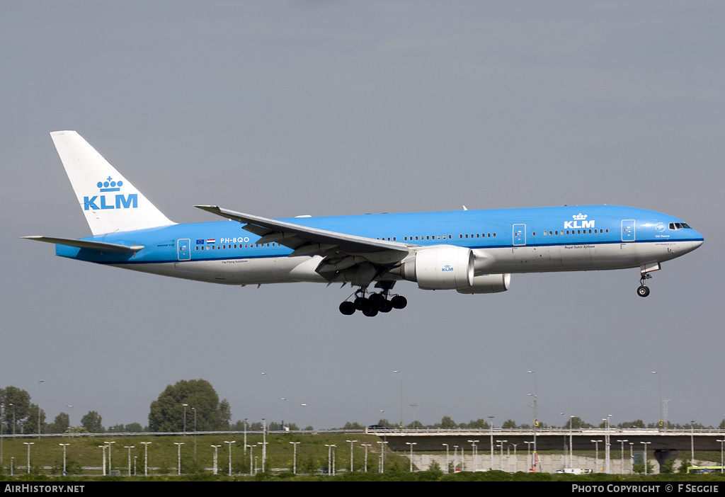Aircraft Photo of PH-BQO | Boeing 777-206/ER | KLM - Royal Dutch Airlines | AirHistory.net #65215