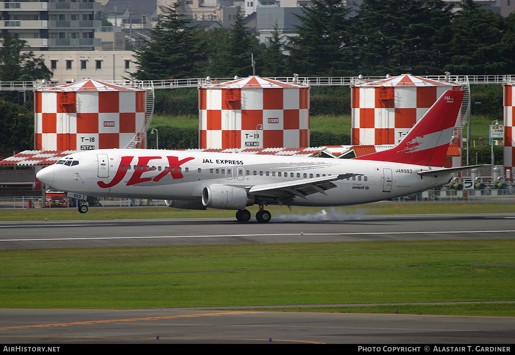 Aircraft Photo of JA8993 | Boeing 737-446 | JAL Express - JEX | AirHistory.net #65518