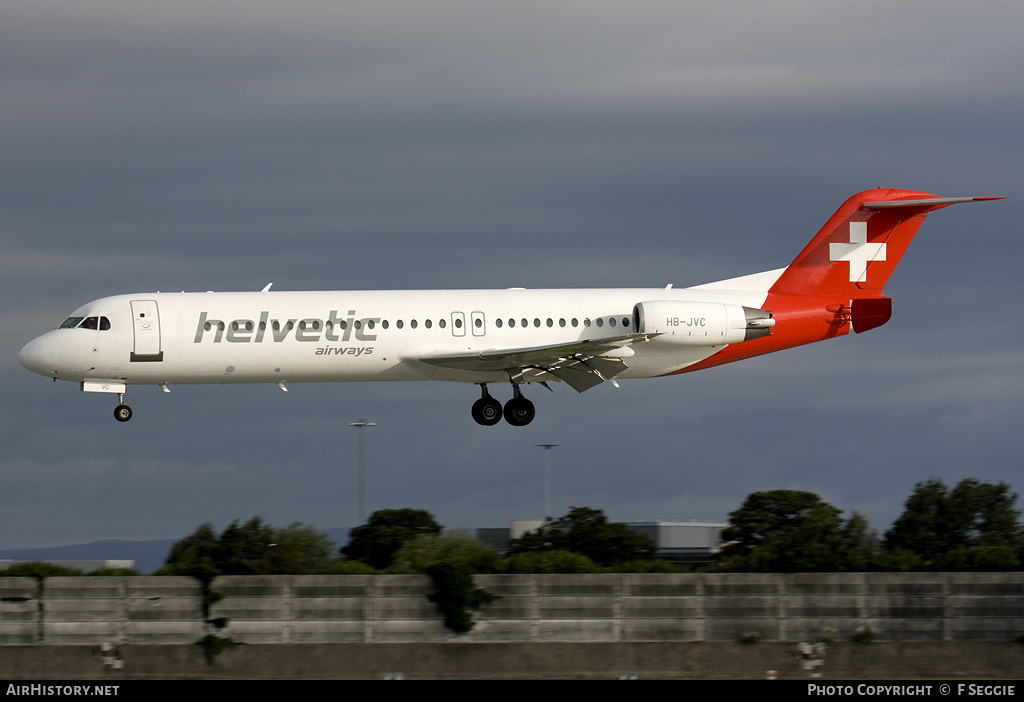 Aircraft Photo of HB-JVC | Fokker 100 (F28-0100) | Helvetic Airways | AirHistory.net #66385