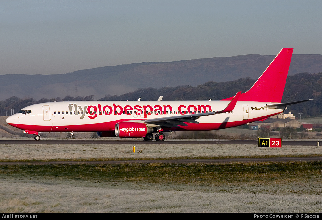Aircraft Photo of G-SAAW | Boeing 737-8Q8 | Flyglobespan | AirHistory.net #67032