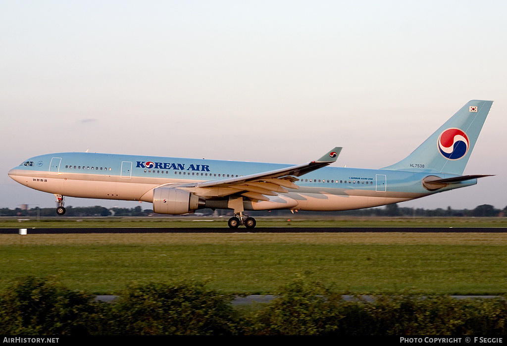 Aircraft Photo of HL7538 | Airbus A330-223 | Korean Air | AirHistory.net #67439
