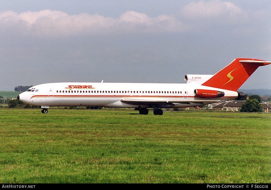 Aircraft Photo of G-BPND | Boeing 727-2D3/Adv | Sabre Airways | AirHistory.net #68347