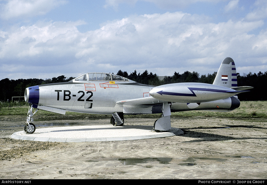 Aircraft Photo of K-167 | Republic F-84G Thunderjet | Netherlands - Air Force | AirHistory.net #68528