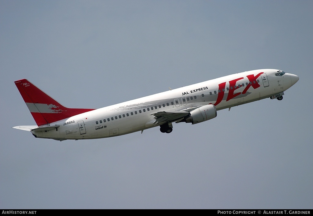 Aircraft Photo of JA8993 | Boeing 737-446 | JAL Express - JEX | AirHistory.net #68717