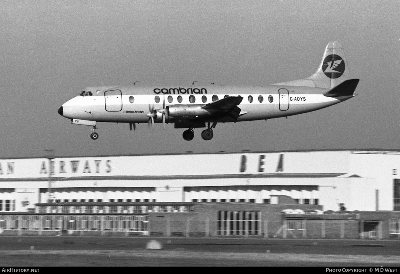 Aircraft Photo of G-AOYS | Vickers 806 Viscount | Cambrian Airways | AirHistory.net #68814