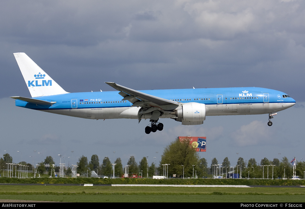 Aircraft Photo of PH-BQI | Boeing 777-206/ER | KLM - Royal Dutch Airlines | AirHistory.net #68924