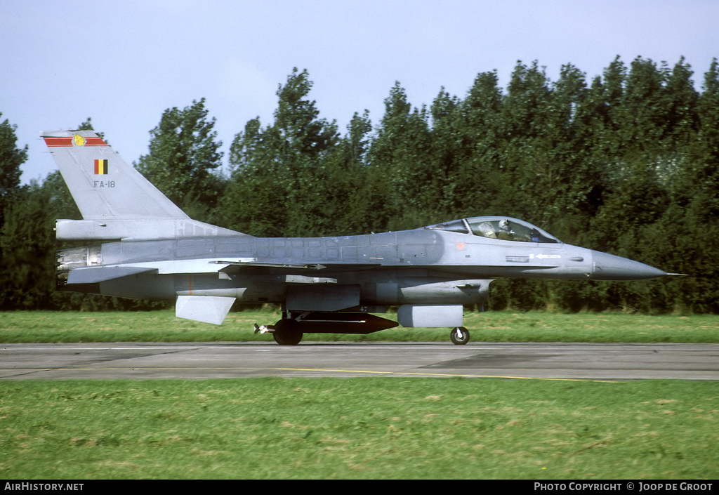 Aircraft Photo of FA-18 | General Dynamics F-16A Fighting Falcon | Belgium - Air Force | AirHistory.net #68960
