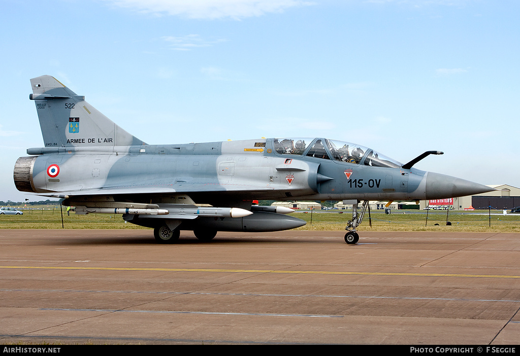 Aircraft Photo of 522 | Dassault Mirage 2000B | France - Air Force | AirHistory.net #69380
