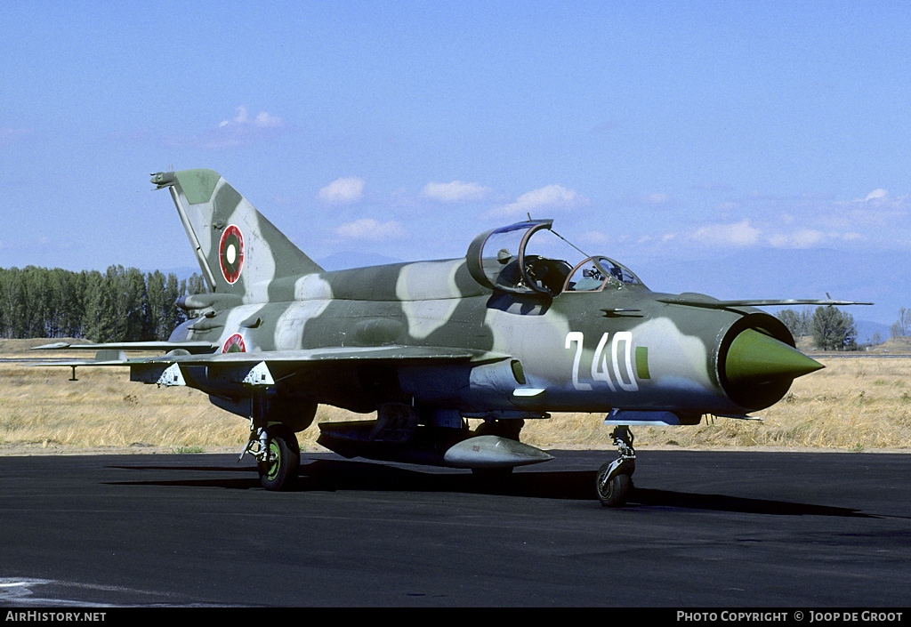 Aircraft Photo of 240 | Mikoyan-Gurevich MiG-21bis | Bulgaria - Air Force | AirHistory.net #69417