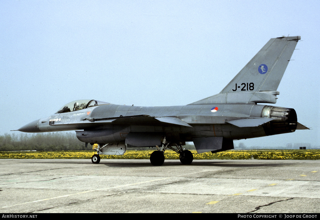 Aircraft Photo of J-218 | General Dynamics F-16A Fighting Falcon | Netherlands - Air Force | AirHistory.net #69744