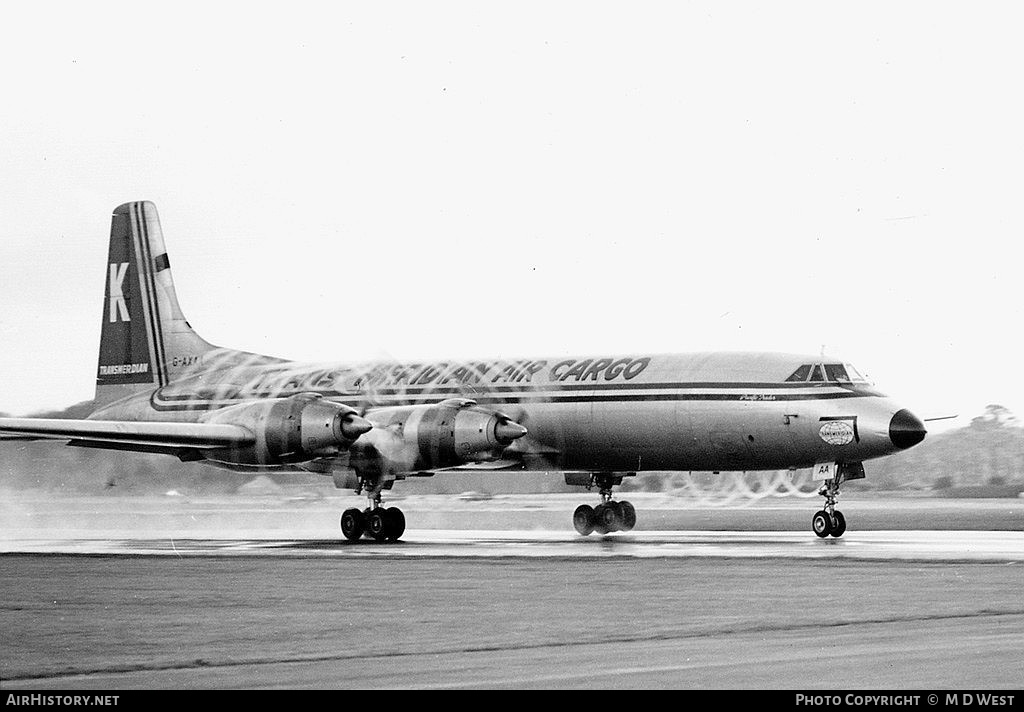 Aircraft Photo of G-AXAA | Canadair CL-44D4-2 | Transmeridian Air Cargo | AirHistory.net #70003