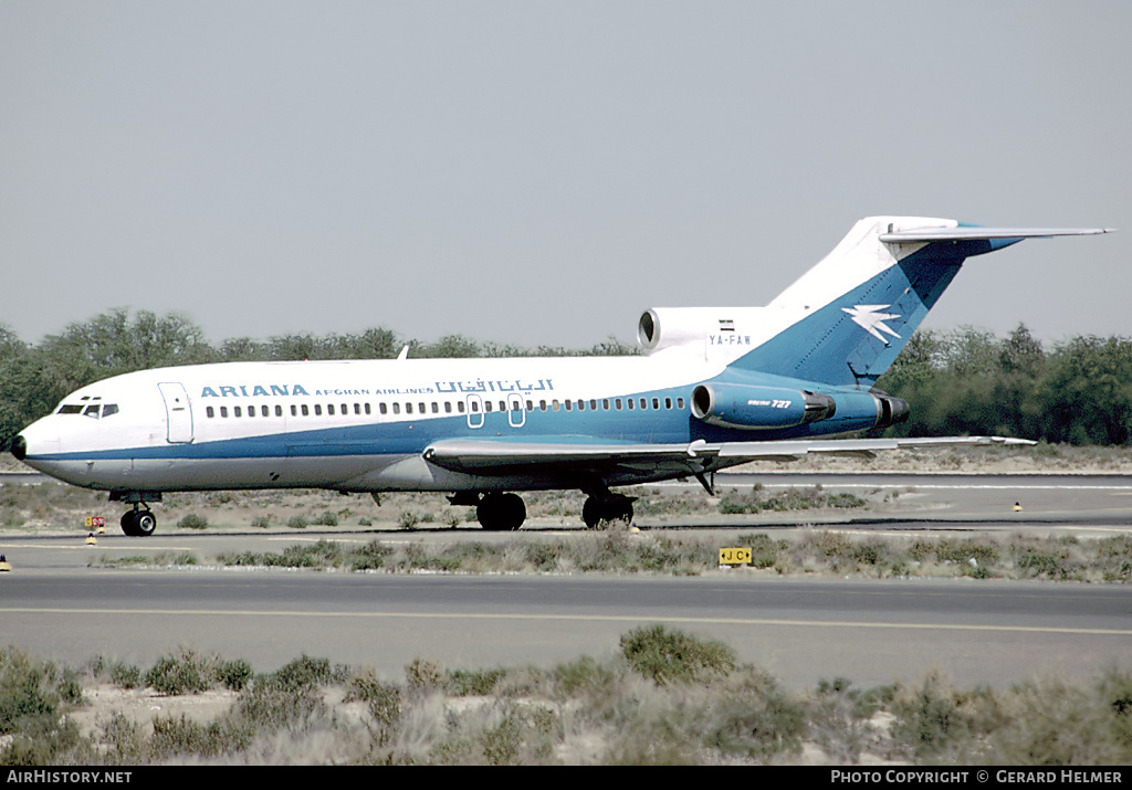 Aircraft Photo of YA-FAW | Boeing 727-155C | Ariana Afghan Airlines | AirHistory.net #70015