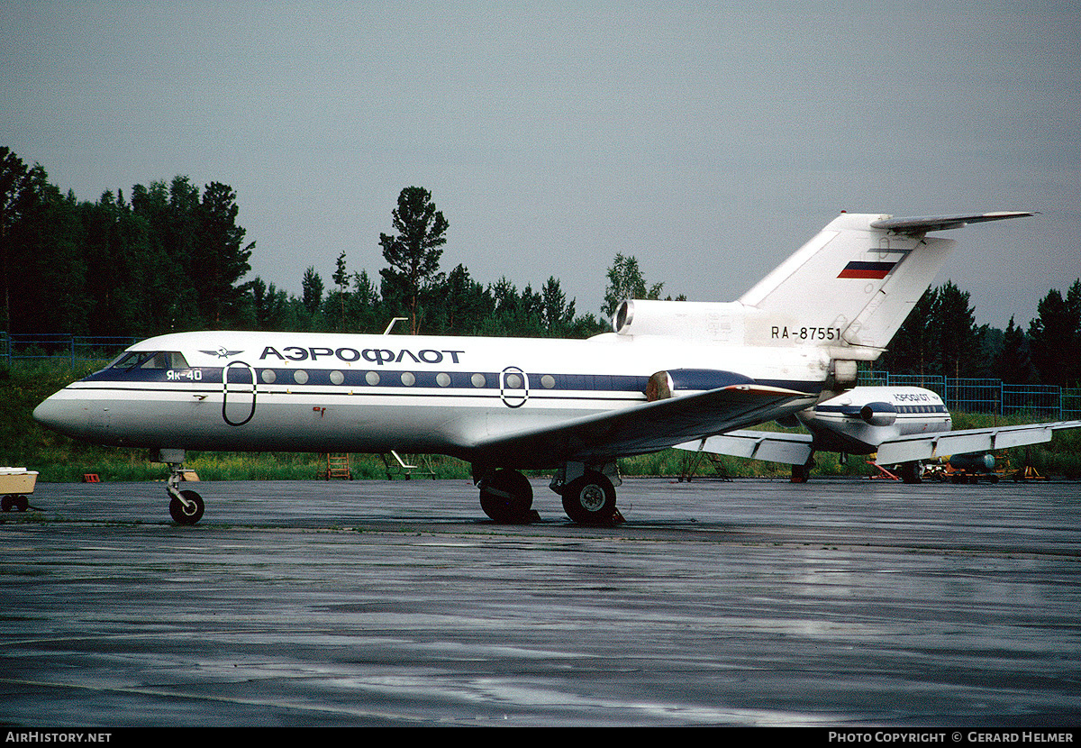 Aircraft Photo of RA-87551 | Yakovlev Yak-40 | Aeroflot | AirHistory.net #70910