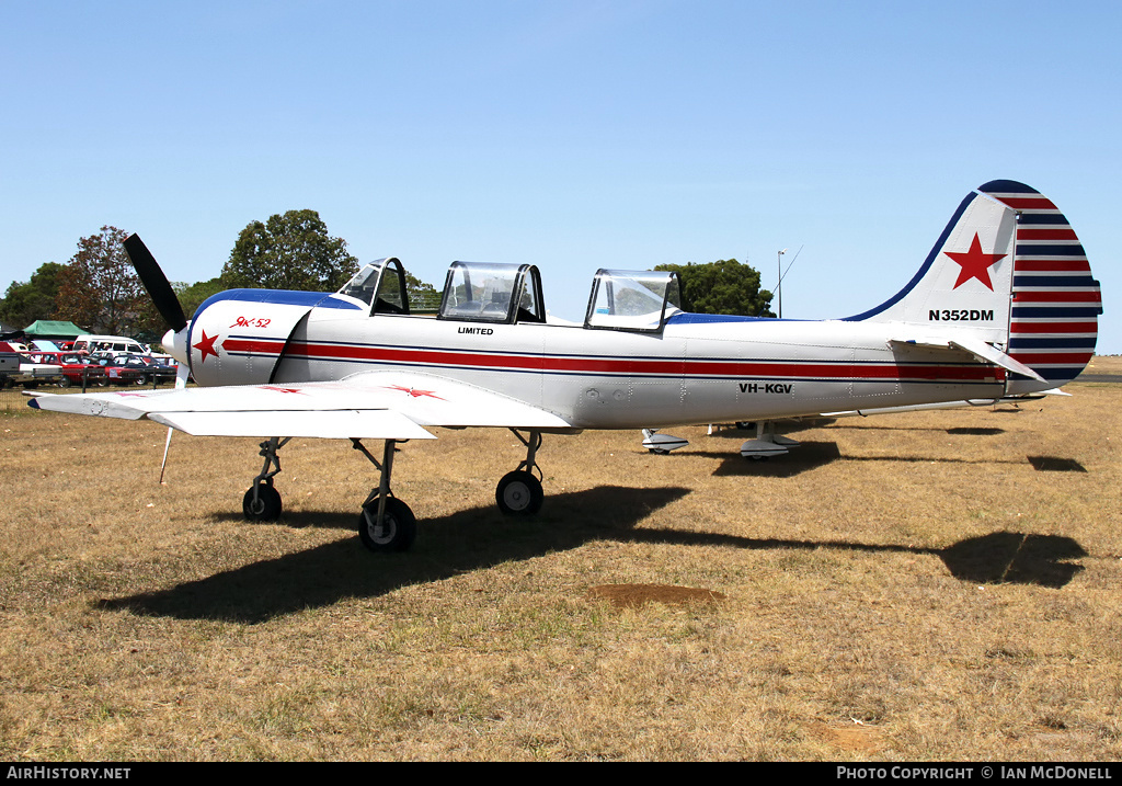 Aircraft Photo of VH-KGV | Yakovlev Yak-52 | AirHistory.net #71713