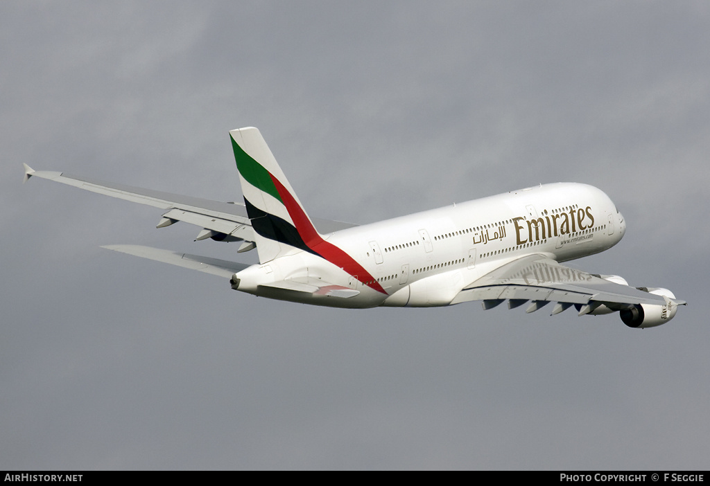 Aircraft Photo of A6-EDG | Airbus A380-861 | Emirates | AirHistory.net #72248
