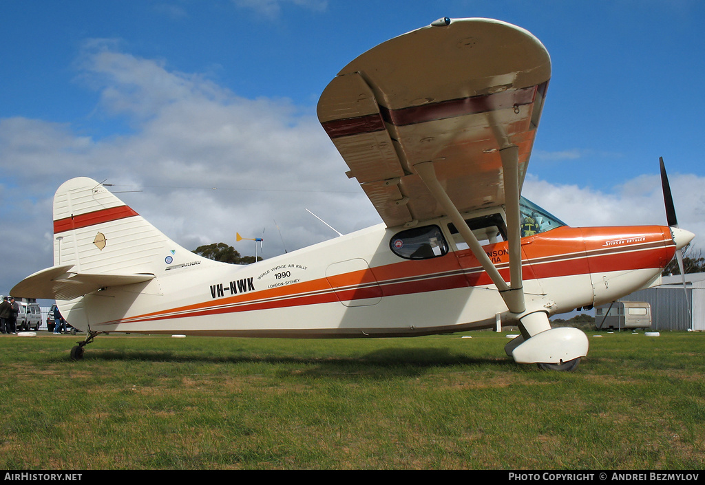 Aircraft Photo of VH-NWK | Stinson 108-3 Voyager | AirHistory.net #72260