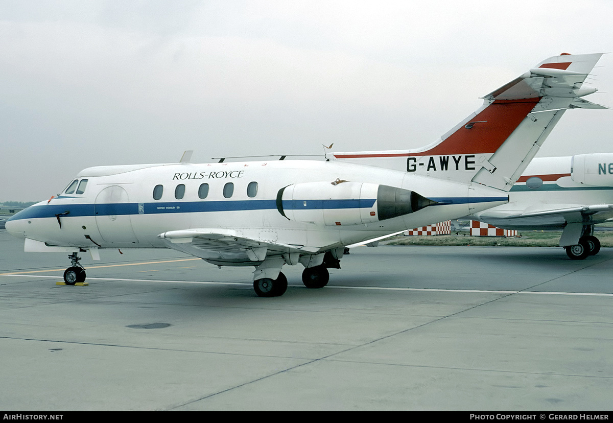 Aircraft Photo of G-AWYE | Hawker Siddeley HS-125-1B/S522 | Rolls-Royce | AirHistory.net #72532