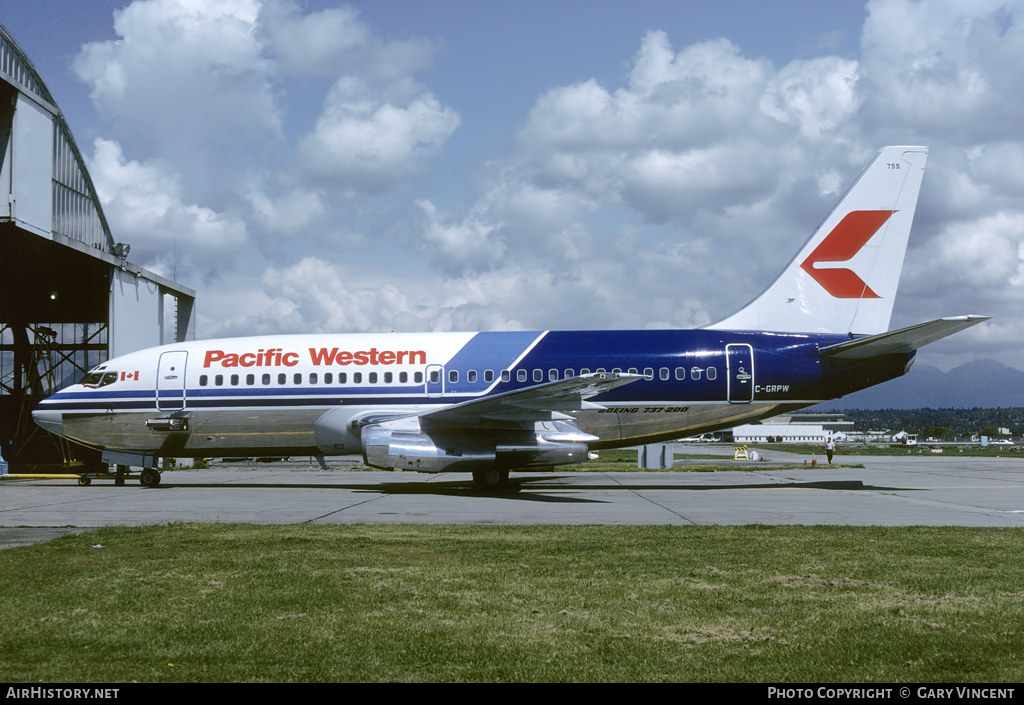 Aircraft Photo of C-GRPW | Boeing 737-275/Adv | Pacific Western Airlines | AirHistory.net #72811