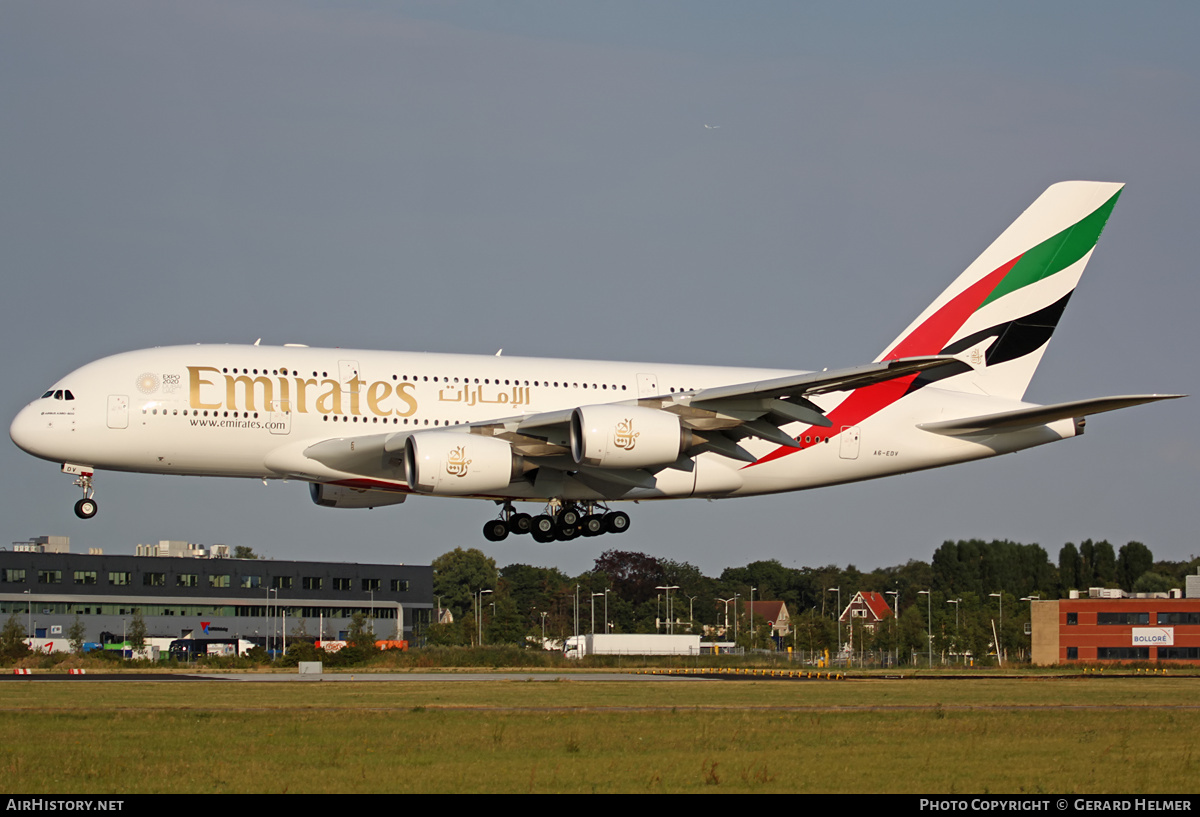 Aircraft Photo of A6-EDV | Airbus A380-861 | Emirates | AirHistory.net #72849