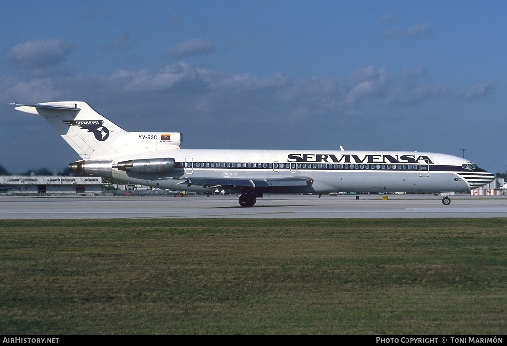 Aircraft Photo of YV-92C | Boeing 727-281/Adv | Servivensa | AirHistory.net #74041