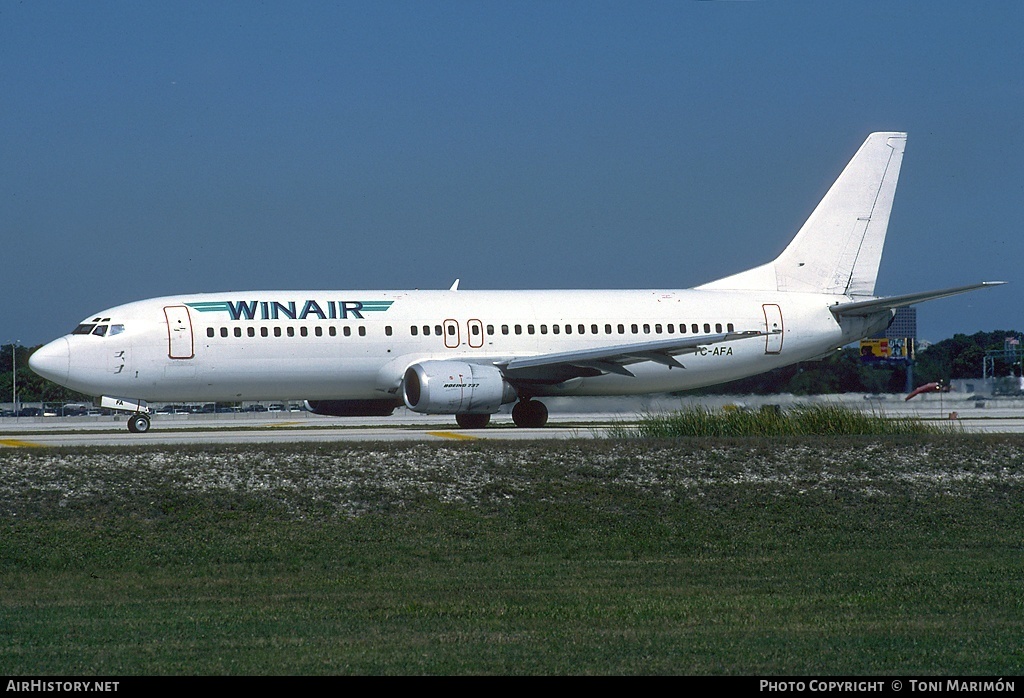 Aircraft Photo of TC-AFA | Boeing 737-4Q8 | WinAir | AirHistory.net #74450