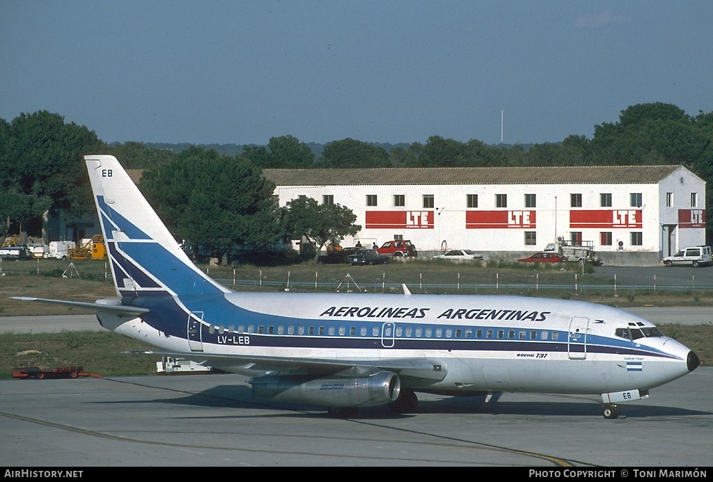 Aircraft Photo of LV-LEB | Boeing 737-287/Adv | Aerolíneas Argentinas | AirHistory.net #74465