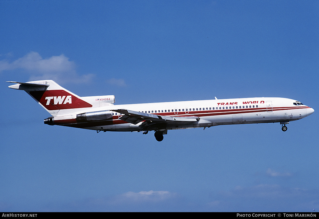 Aircraft Photo of N54353 | Boeing 727-231/Adv | Trans World Airlines - TWA | AirHistory.net #75050