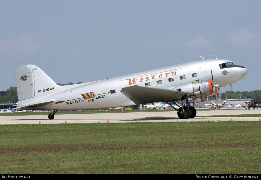 Aircraft Photo of N33644 / NC33644 | Douglas DC-3A-197E | Arkansas Round Engine | Western Air Lines | AirHistory.net #75342