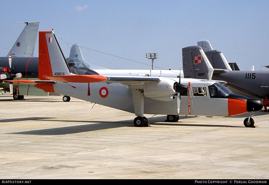 Aircraft Photo of AS9516 | Pilatus Britten-Norman BN-2B-26 Islander | Malta - Air Force | AirHistory.net #76119