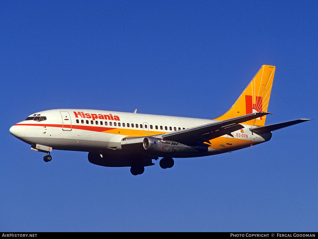 Aircraft Photo of EC-DVN | Boeing 737-2K2/Adv | Hispania Líneas Aéreas | AirHistory.net #76332