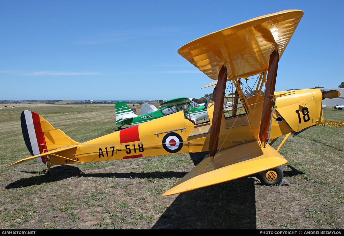 Aircraft Photo of VH-DHA / A17-518 | De Havilland D.H. 82A Tiger Moth | Australia - Air Force | AirHistory.net #76378