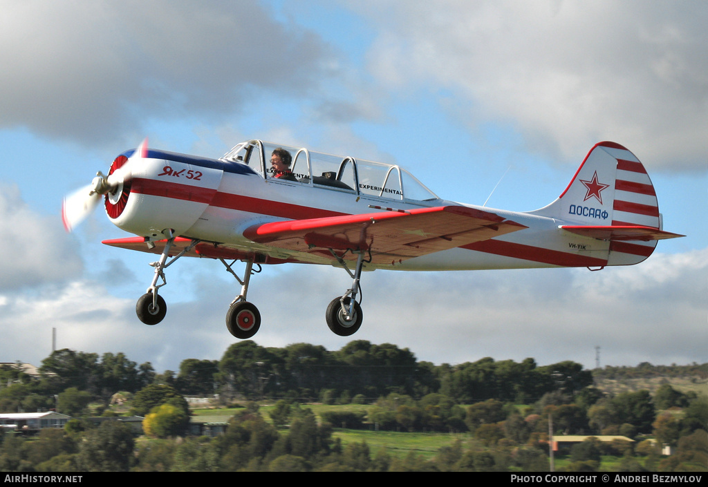 Aircraft Photo of VH-YIK | Yakovlev Yak-52 | Soviet Union - DOSAAF | AirHistory.net #76393