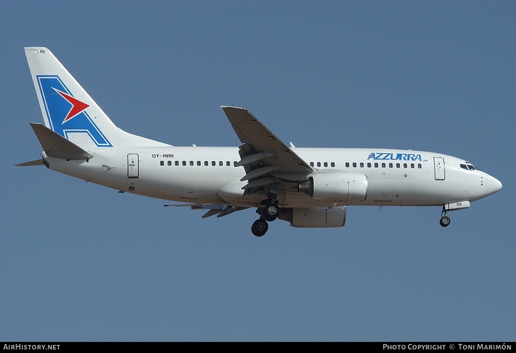 Aircraft Photo of OY-MRK | Boeing 737-7L9 | Azzurra Air | AirHistory.net #76958