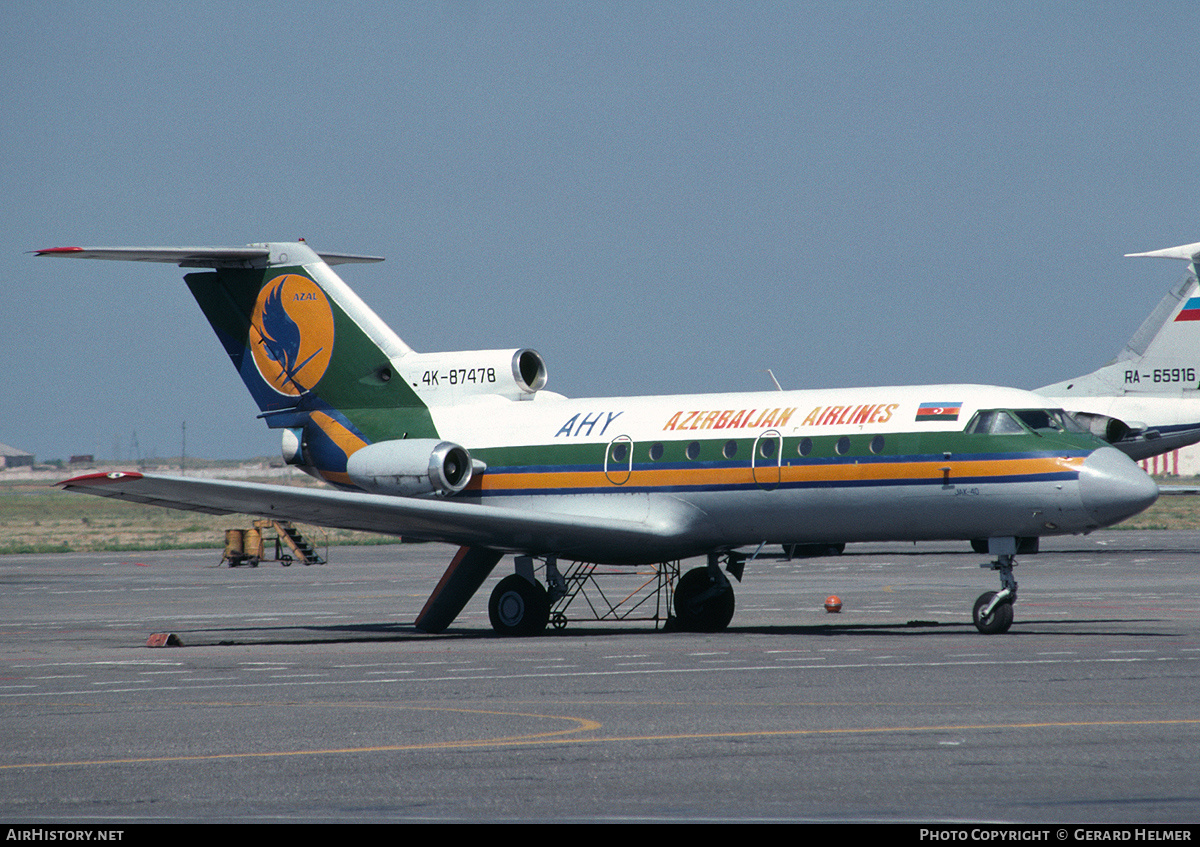 Aircraft Photo of 4K-87478 | Yakovlev Yak-40 | Azerbaijan Airlines - AZAL - AHY | AirHistory.net #77155