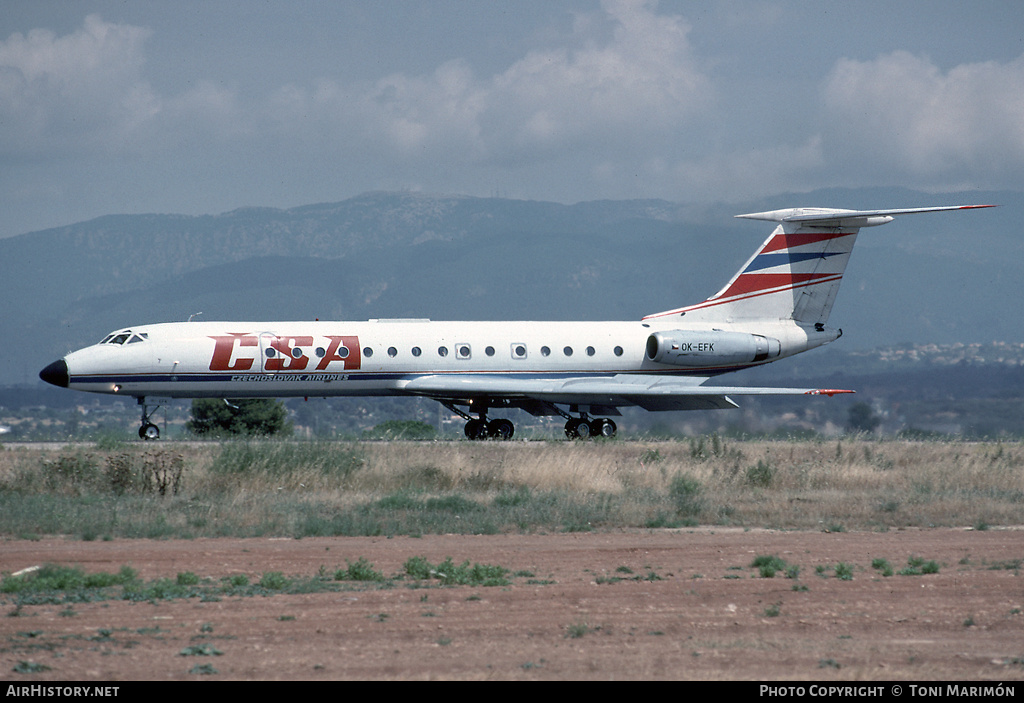 Aircraft Photo of OK-EFK | Tupolev Tu-134A | ČSA - Československé Aerolinie - Czechoslovak Airlines | AirHistory.net #78203