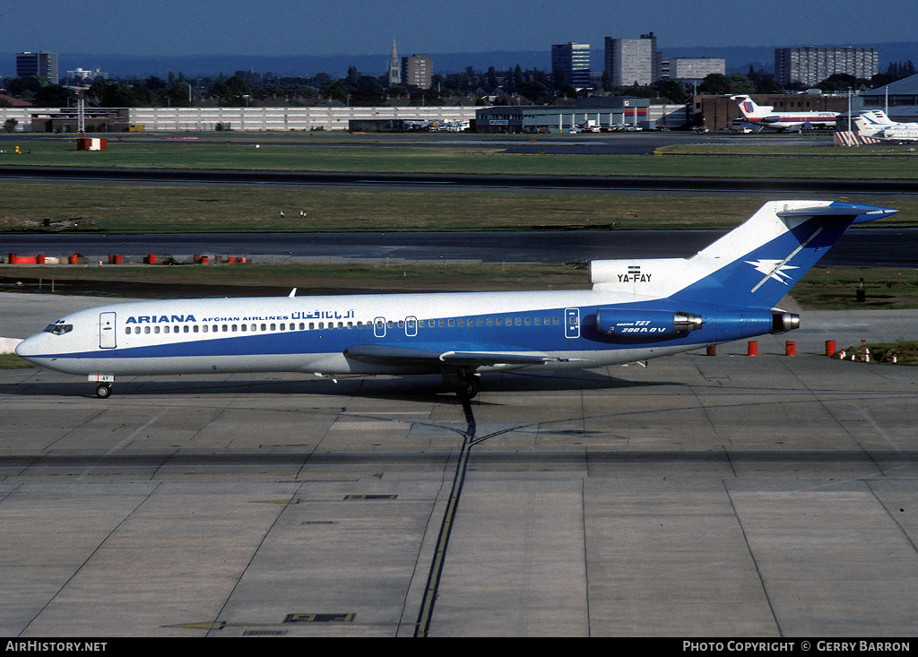 Aircraft Photo of YA-FAY | Boeing 727-228/Adv | Ariana Afghan Airlines | AirHistory.net #78317