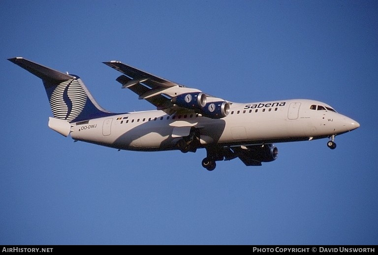 Aircraft Photo of OO-DWJ | British Aerospace Avro 146-RJ100 | Sabena | AirHistory.net #78456