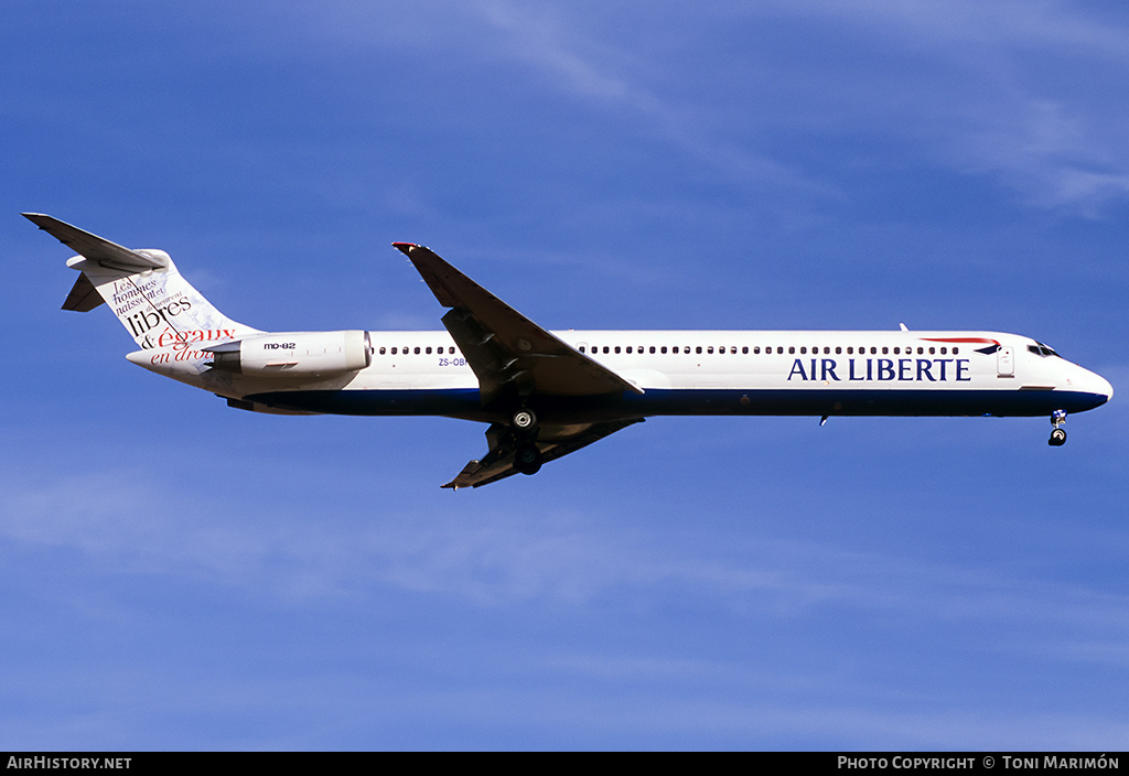 Aircraft Photo of ZS-OBF | McDonnell Douglas MD-82 (DC-9-82) | Air Liberté | AirHistory.net #78740