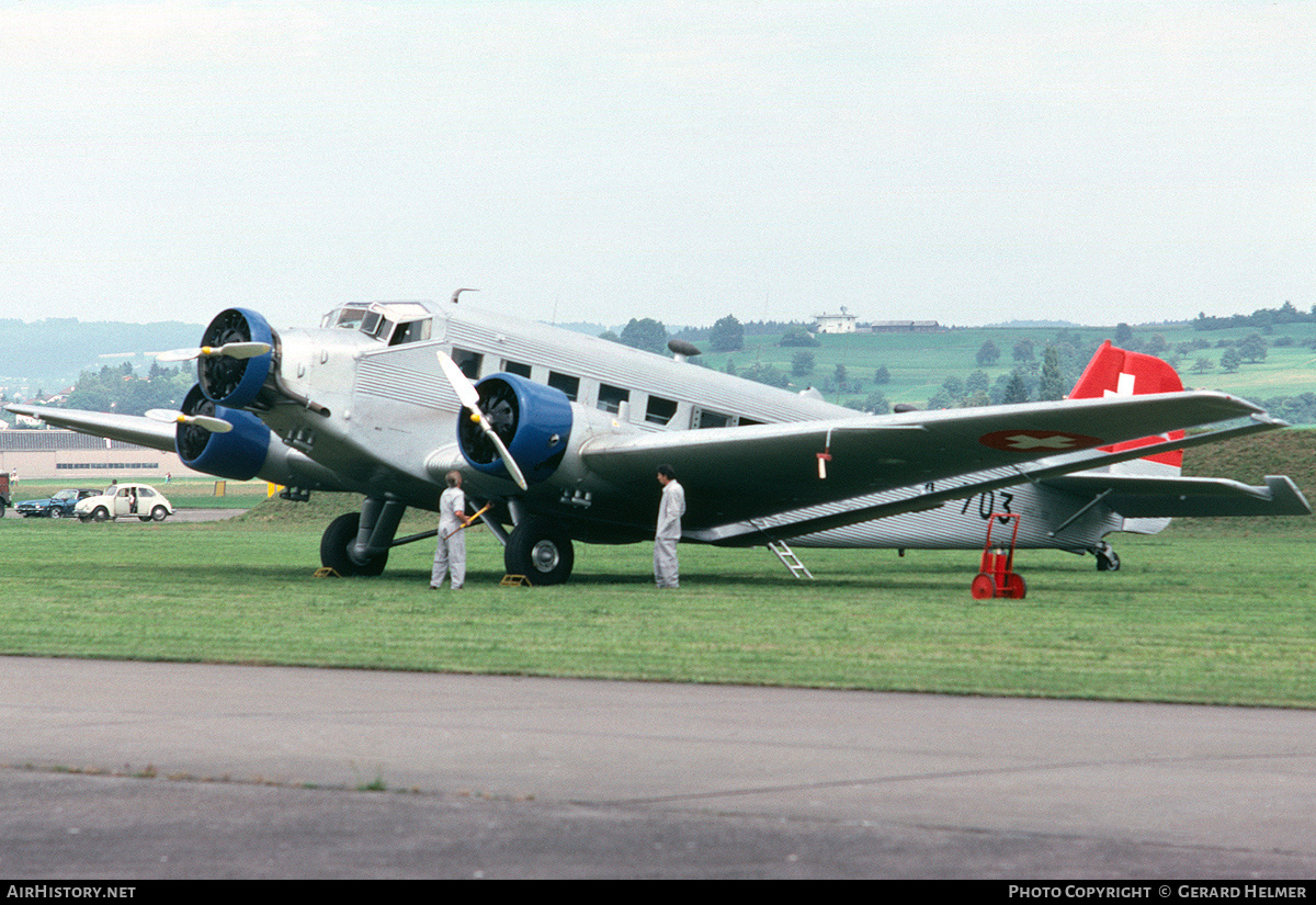 Aircraft Photo of A-703 | Junkers Ju 52/3m g4e | Switzerland - Air Force | AirHistory.net #79184