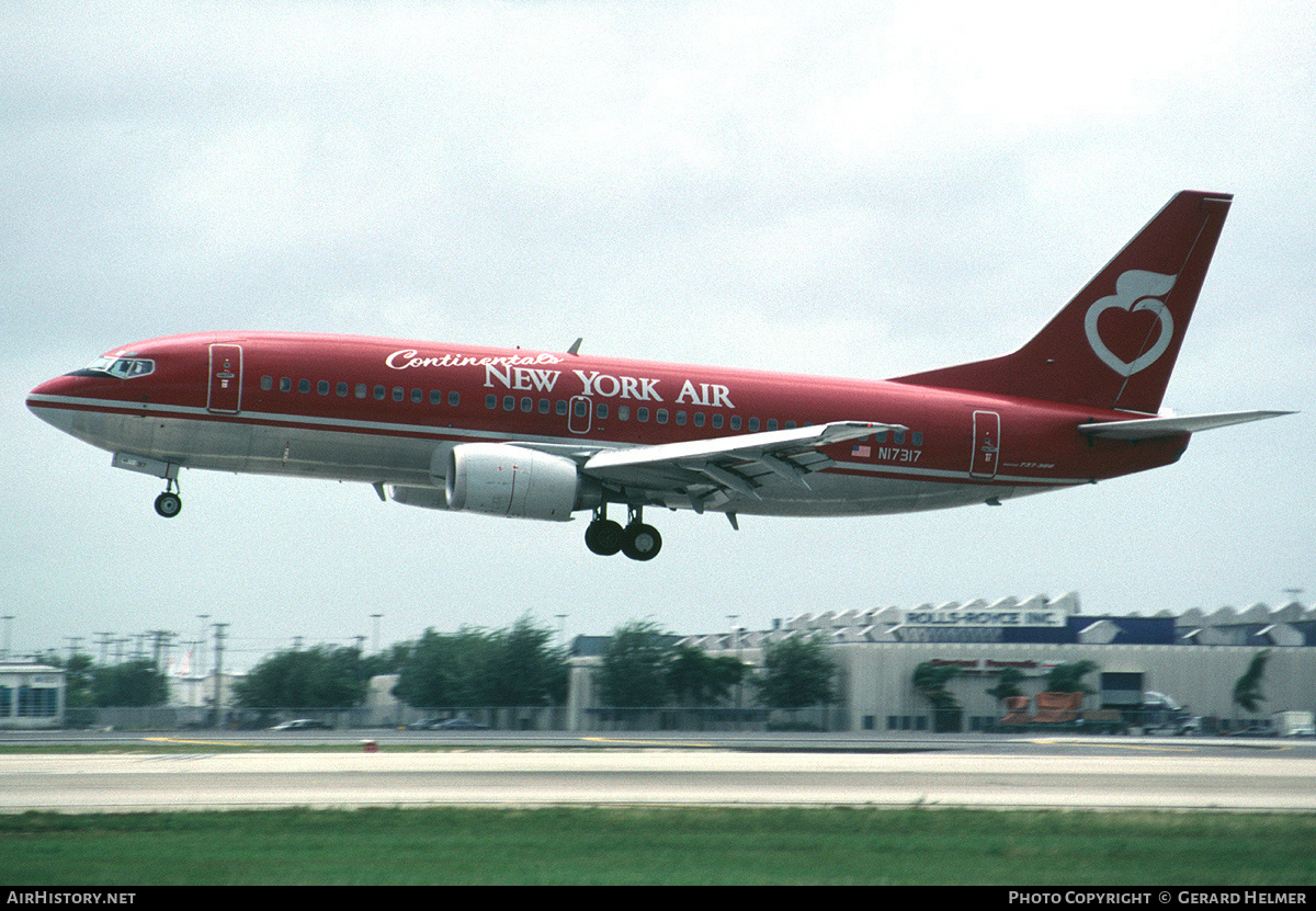 Aircraft Photo of N17317 | Boeing 737-3T0 | Continental's New York Air | AirHistory.net #80050