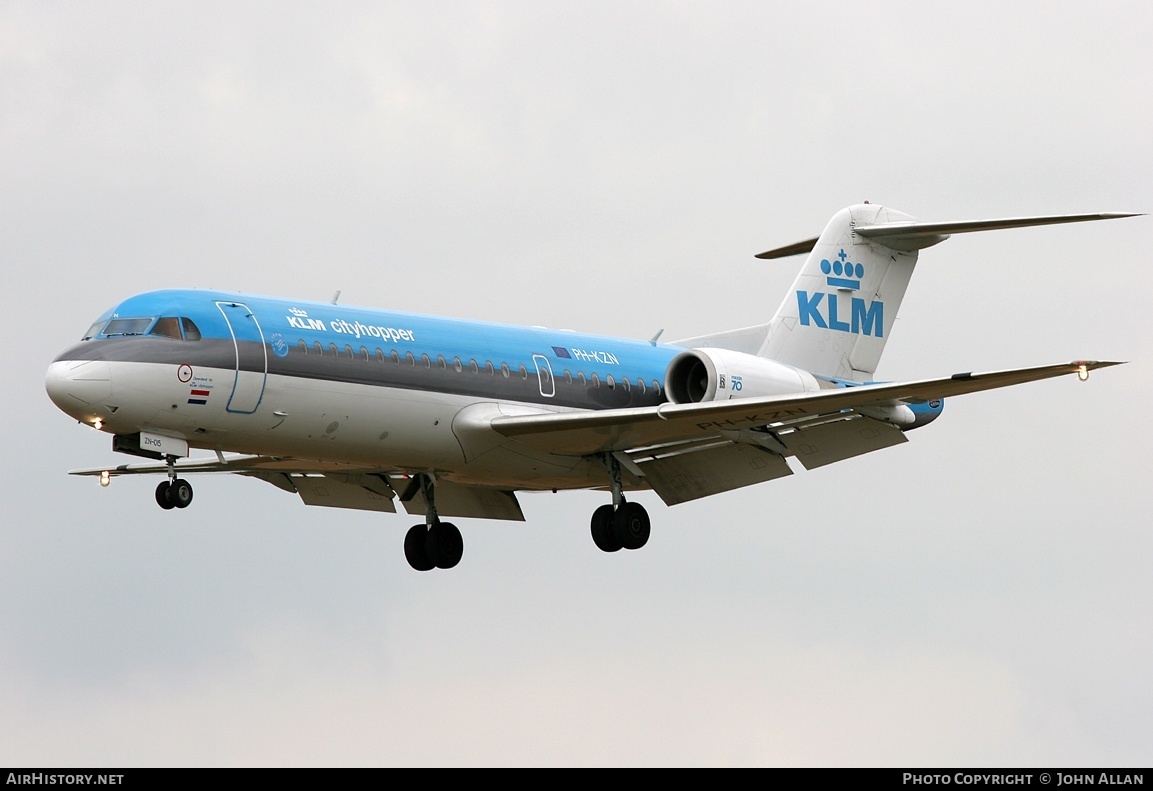 Aircraft Photo of PH-KZN | Fokker 70 (F28-0070) | KLM Cityhopper | AirHistory.net #81123
