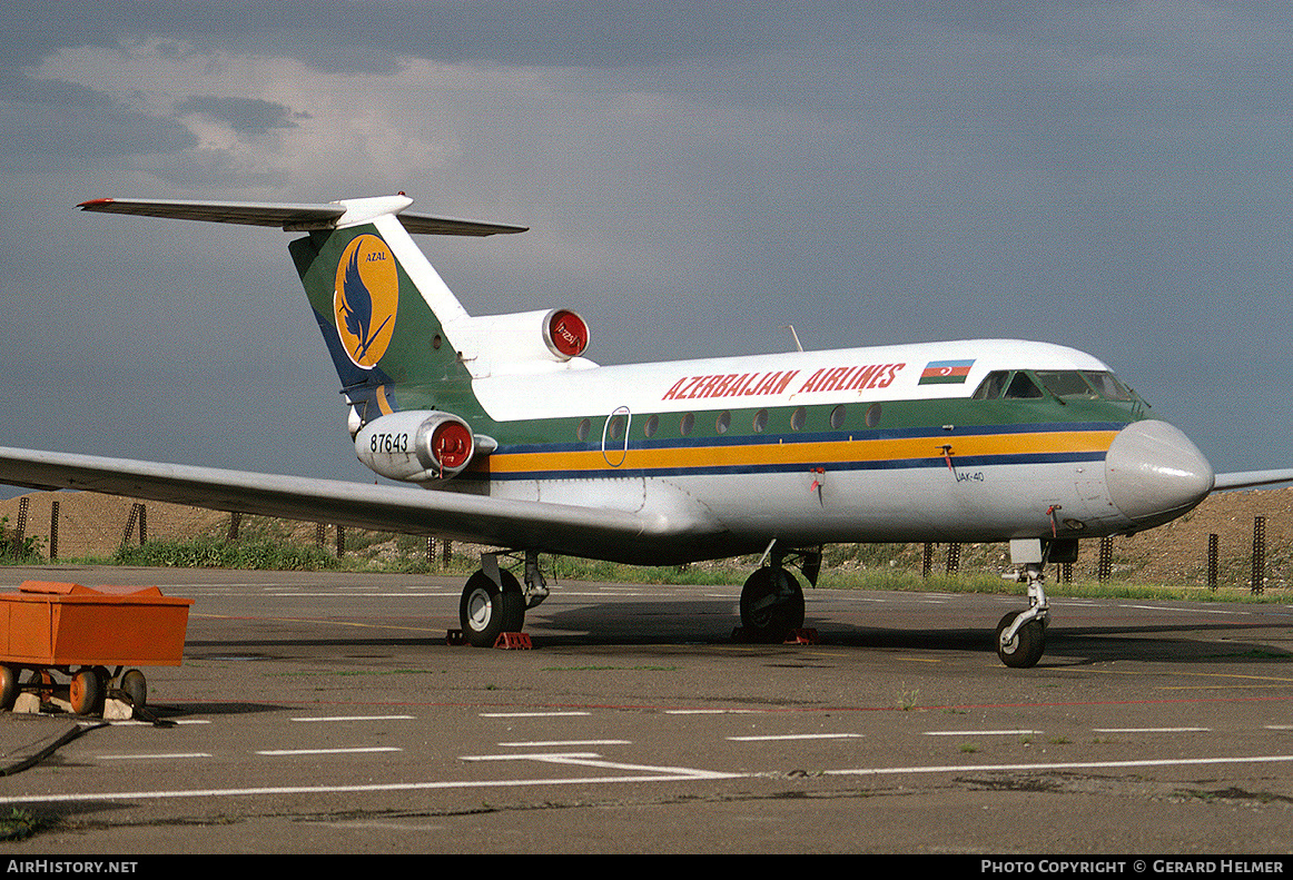 Aircraft Photo of 87643 | Yakovlev Yak-40 | Azerbaijan Airlines - AZAL - AHY | AirHistory.net #82018