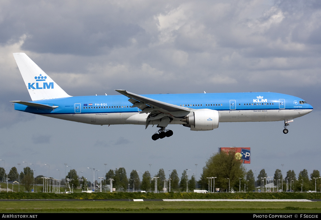 Aircraft Photo of PH-BQL | Boeing 777-206/ER | KLM - Royal Dutch Airlines | AirHistory.net #82120