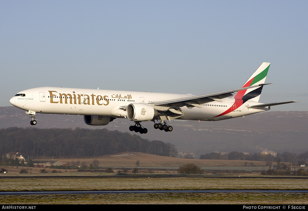 Aircraft Photo of A6-EBA | Boeing 777-31H/ER | Emirates | AirHistory.net #83035