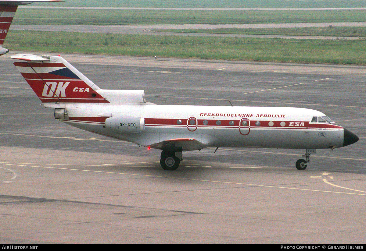 Aircraft Photo of OK-GEO | Yakovlev Yak-40K | ČSA - Československé Aerolinie - Czechoslovak Airlines | AirHistory.net #83197