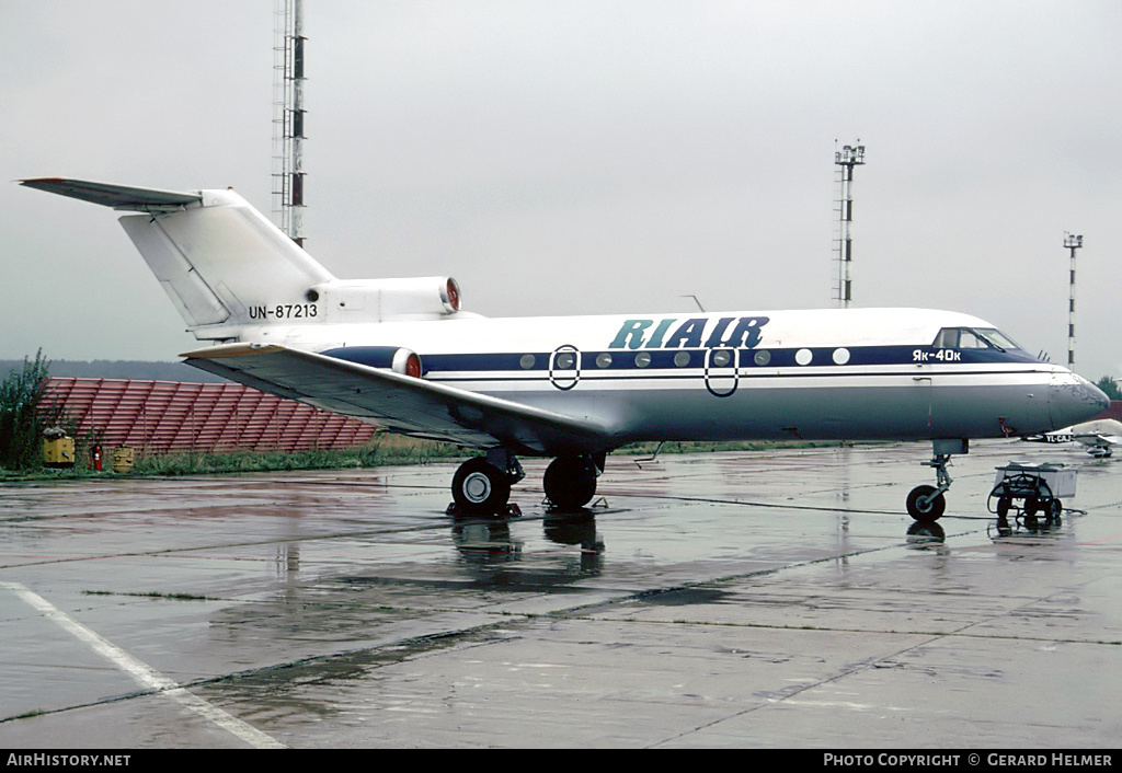 Aircraft Photo of UN-87213 | Yakovlev Yak-40K | Riair Express | AirHistory.net #83636