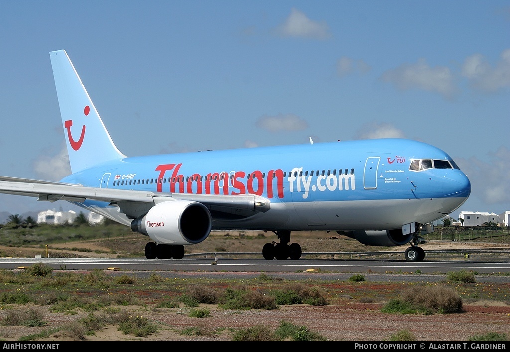 Aircraft Photo of G-BRIF | Boeing 767-204/ER | Thomsonfly | AirHistory.net #86867