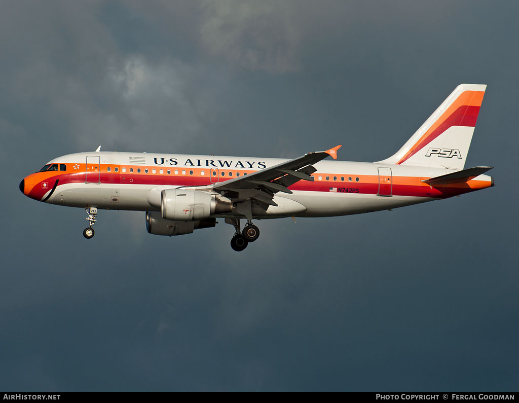 Aircraft Photo of N742PS | Airbus A319-112 | US Airways | PSA - Pacific Southwest Airlines | AirHistory.net #86991