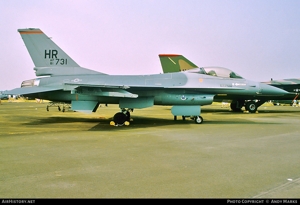 Aircraft Photo of 81-0731 / AF81-731 | General Dynamics F-16A Fighting Falcon | USA - Air Force | AirHistory.net #87772